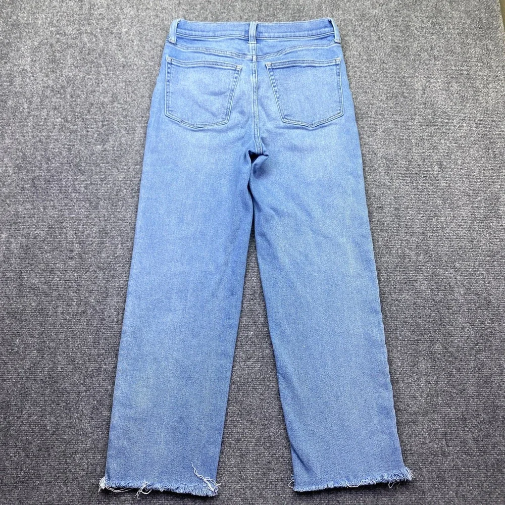 J.Crew Stovepipe High Rise Straight Leg Jeans Light Wash Raw Hem Sz 29 Distress